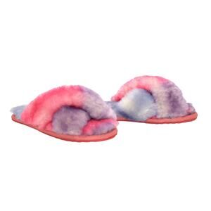 A4 NWT EMU Mayberry Tie Dye Coral Rainbow TRI 1 Sheepskin Slippers Shoes Size 38